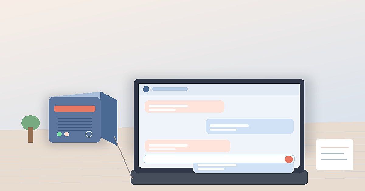 Bright desk scene: compact slate-blue desktop AI box next to a laptop showing a local agent chat UI